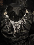 Y2K Punk Doll Face Butterfly Chain Necklace