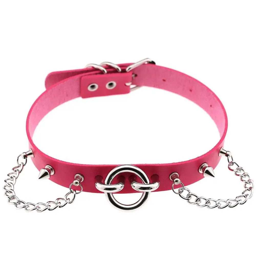 Gothic O-Ring & Chain Choker Collar