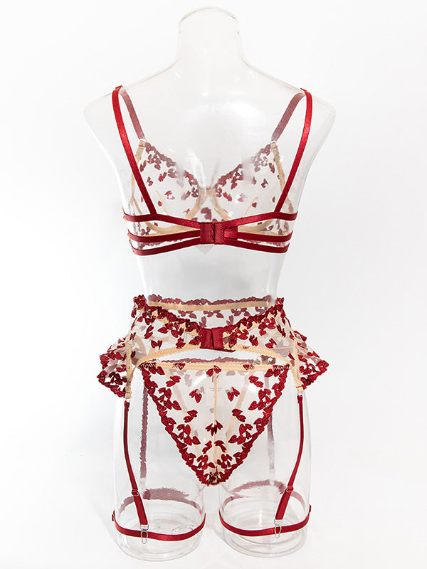 Floral Lace Push-Up Bra & Garter Set