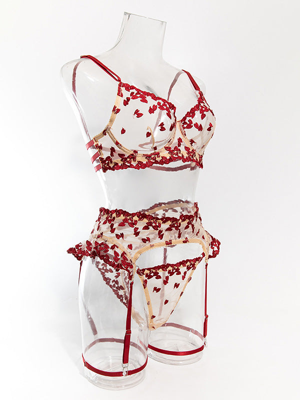 Floral Lace Push-Up Bra & Garter Set