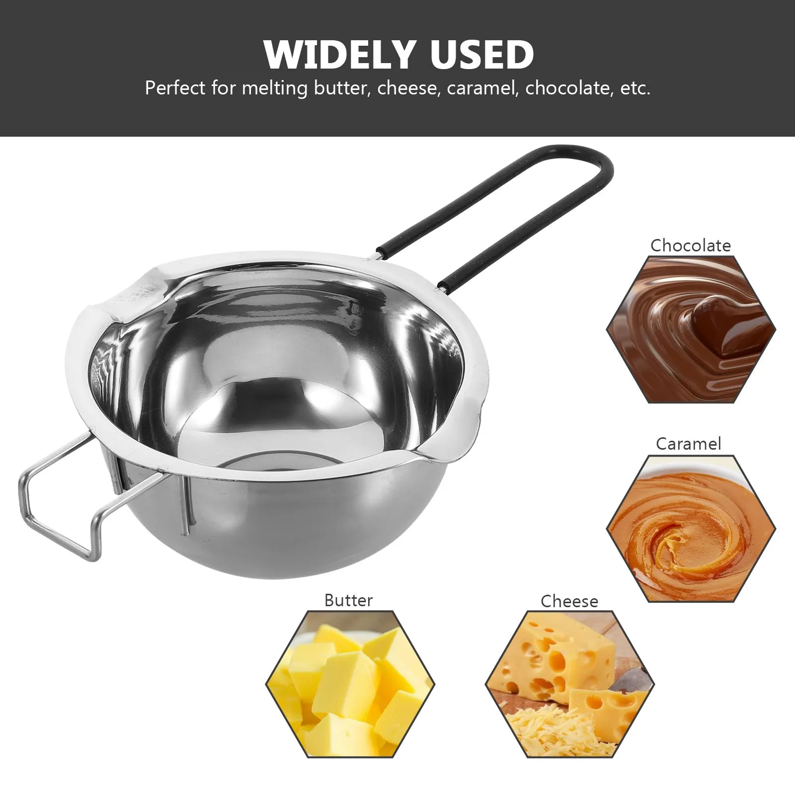 304 Stainless Steel Chocolate Melting Pot Double Boiler Butter Cheese Caramel Warmer Baking Cooking Tool Drip Spout Non Slip