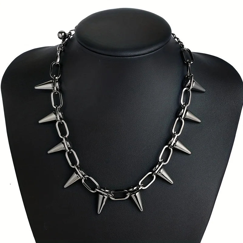 Punk Spike Chain Choker Necklace