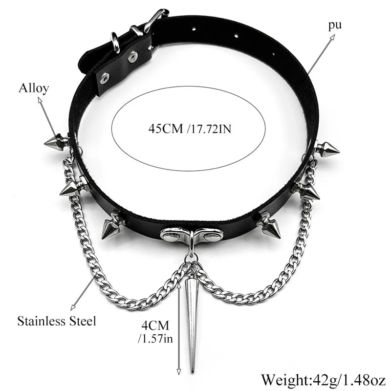 Gothic Spiked Chain Choker Collar