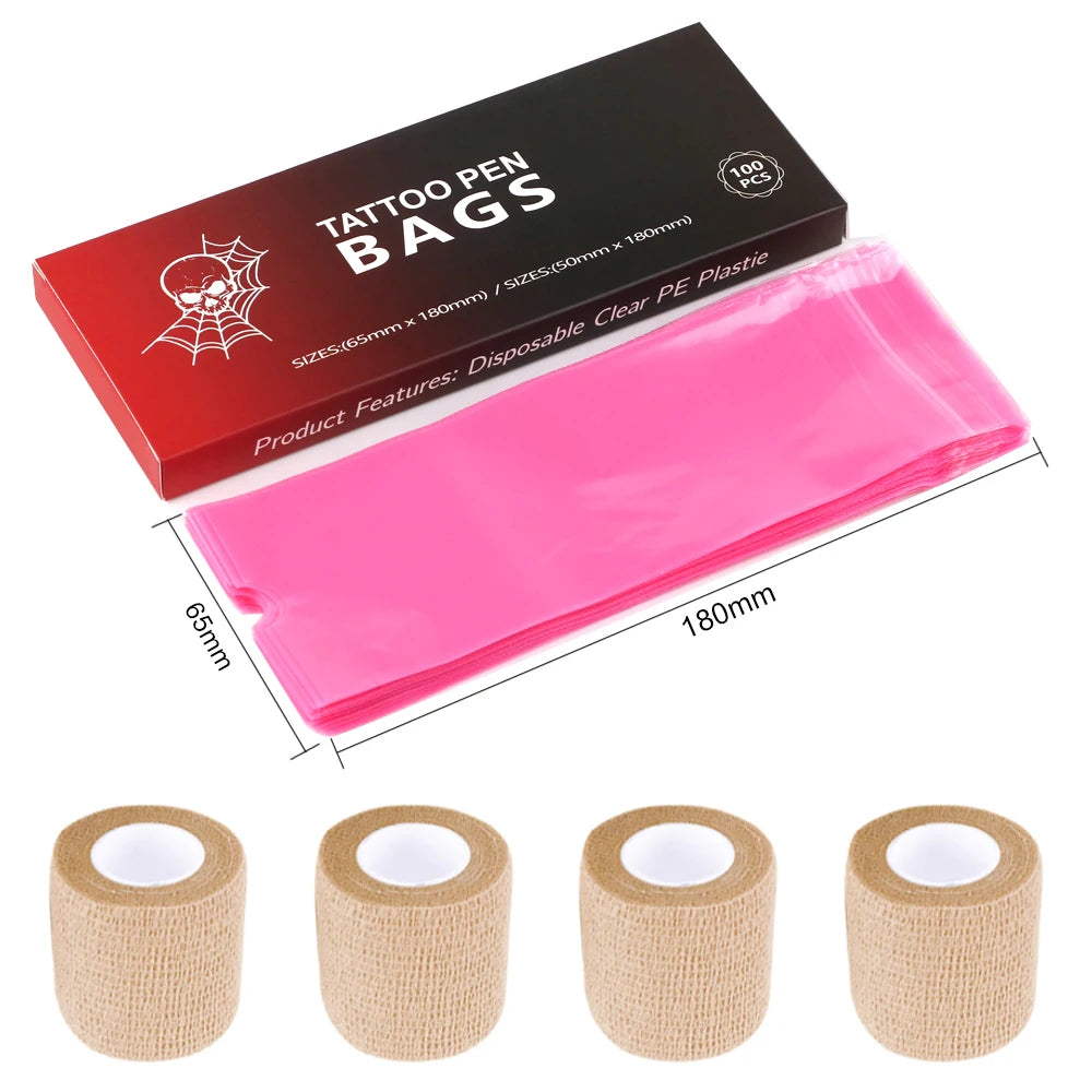 Tattoo Pen Covers with Tape Wrap