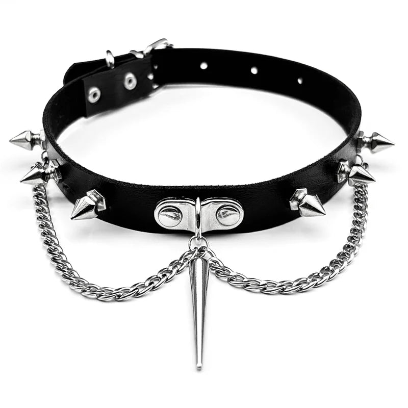 Gothic Spiked Chain Choker Collar