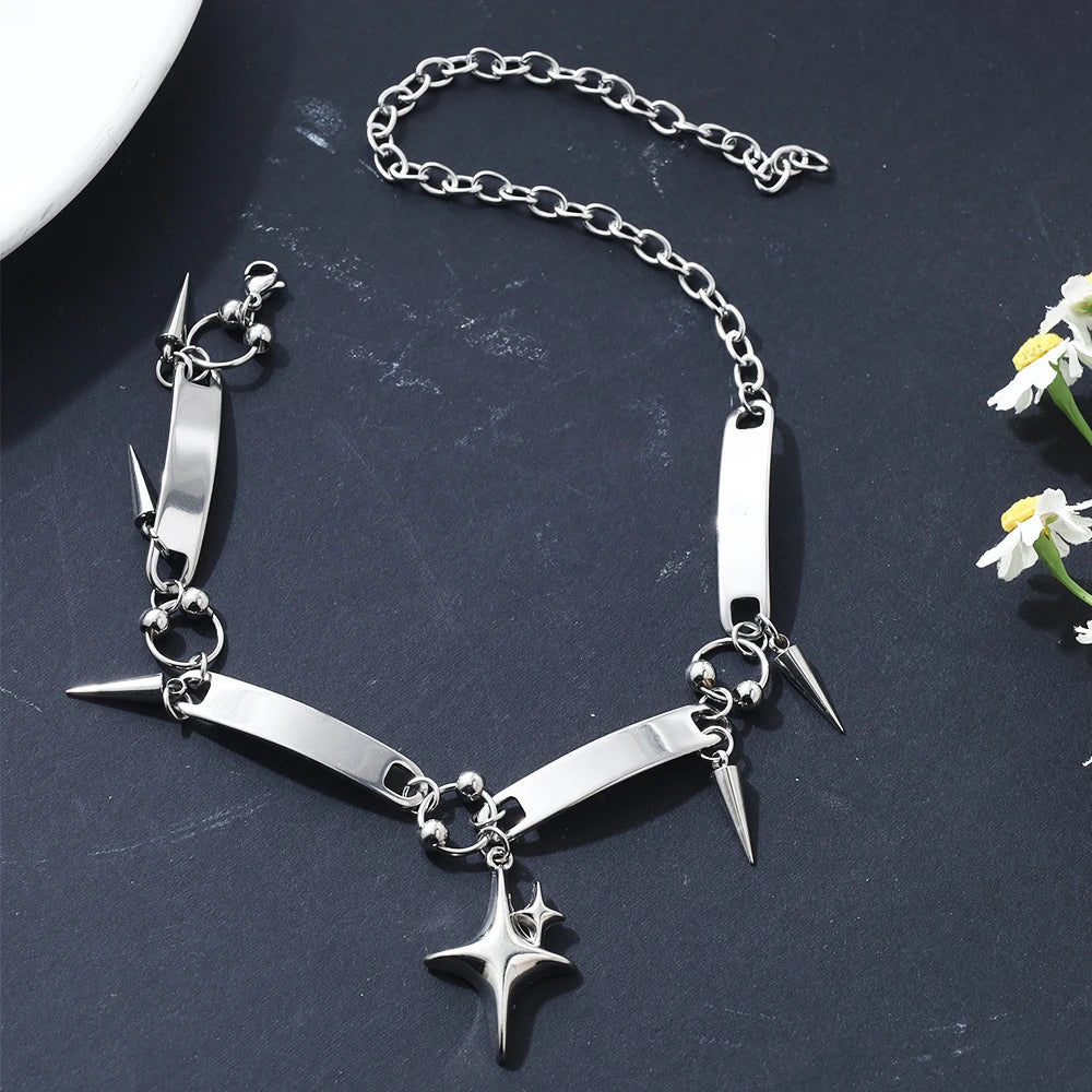 Y2K Punk Spike Star Pendant Necklace