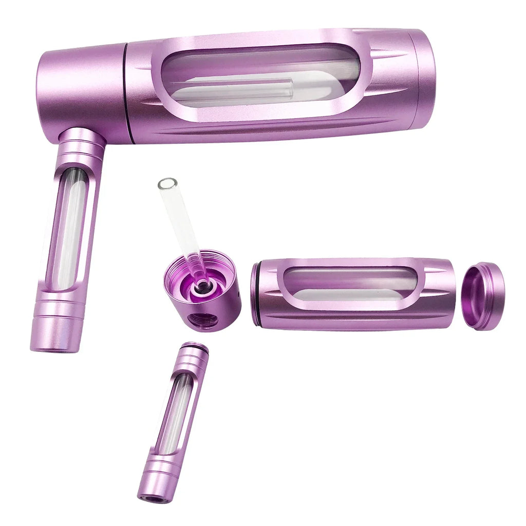 Portable Metal Smoking Pipe with 155mm Glass Bowls Dry Burning Grass Tobacco Pipes Hookah Shisha Pipa for Smoke Accessories