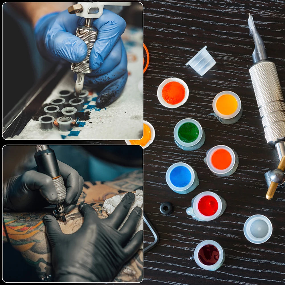 300/100pcs Disposable Tattoo Ink Cups S/M/L Plastic Clear Holder Container Cap for Tattoo Pigment & Permanent Makeup Accessories