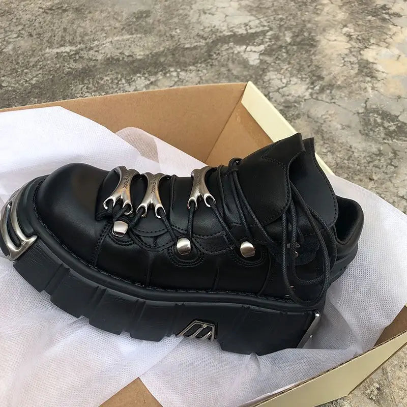 Gothic Metal Buckle Chunky Platform Shoes