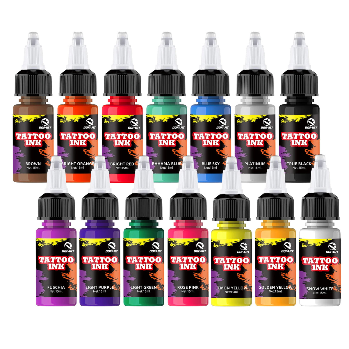 DQFART 14-Color 15ml Tattoo Ink Set