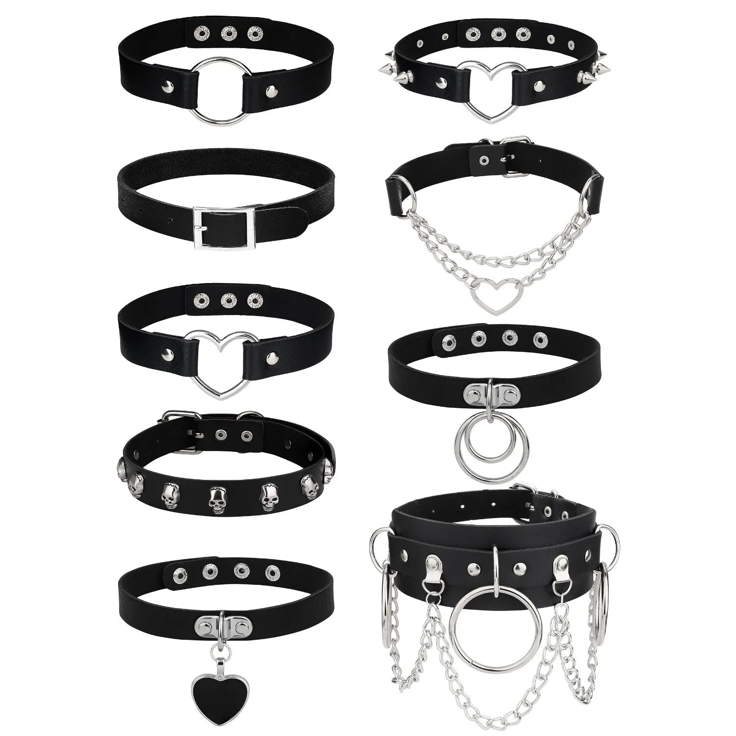 9-Piece Gothic Punk Choker Necklace Set