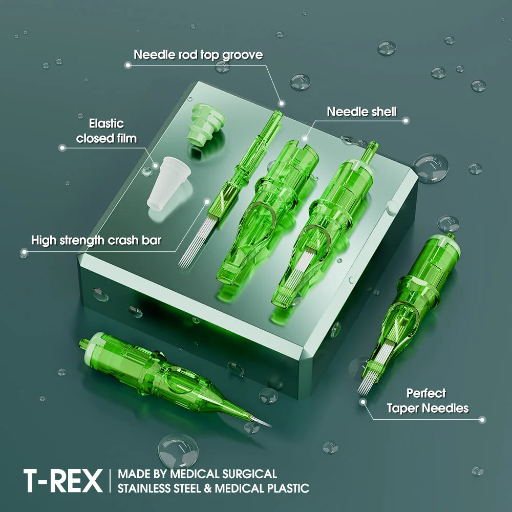 T-Rex 20pcs/Ink Cartridge Tattoo Needle RL RM Disposable Sterilization Safe Tattoo Needle 0.35mm Sterile Tattoo Needle Supply