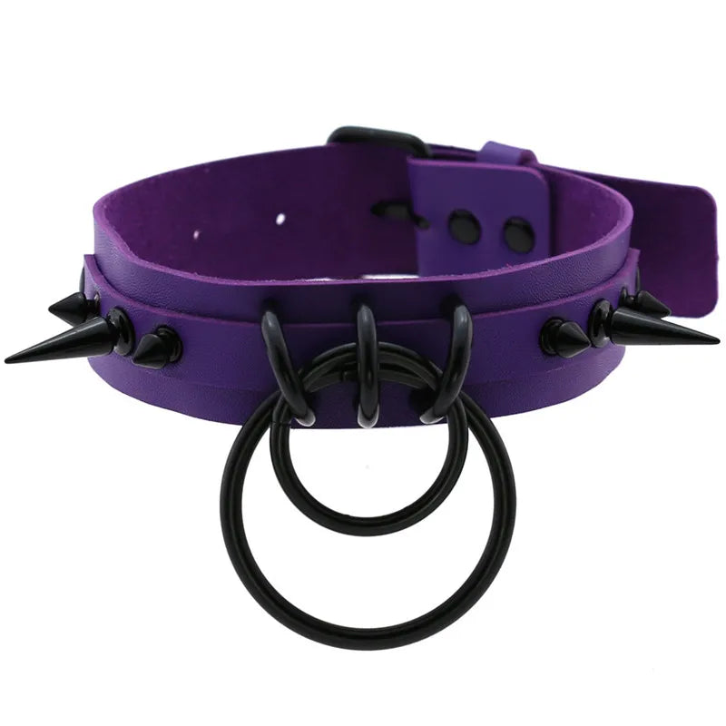 Gothic Spiked O-Ring Choker Collar