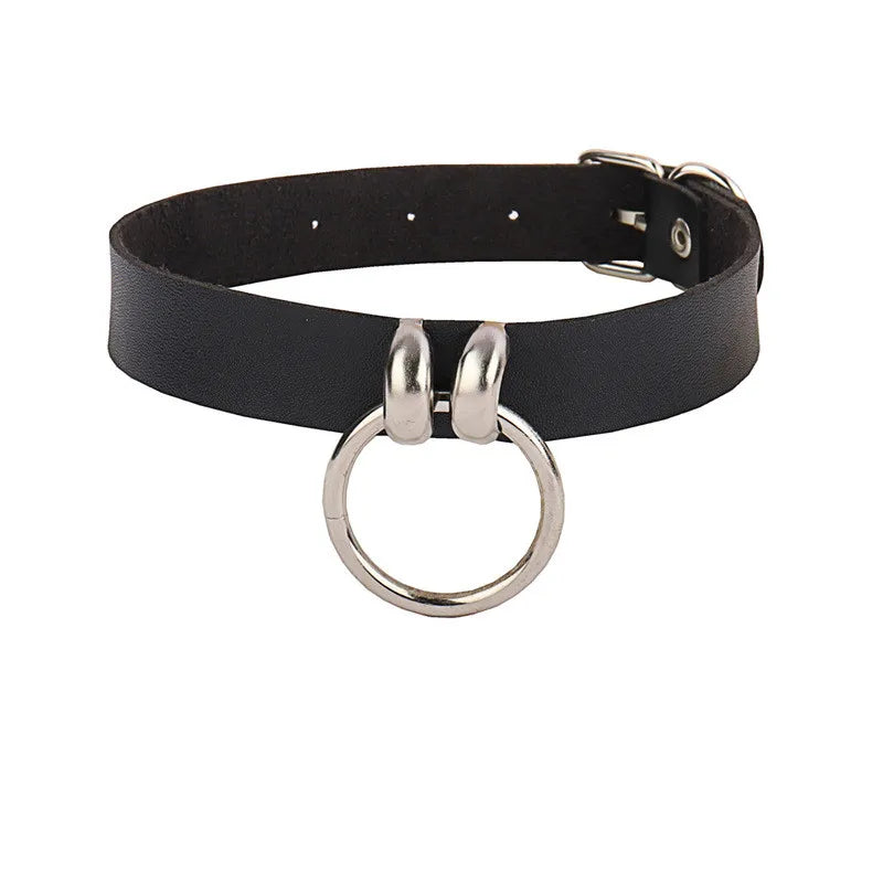 Gothic Punk Faux Leather Choker Necklaces