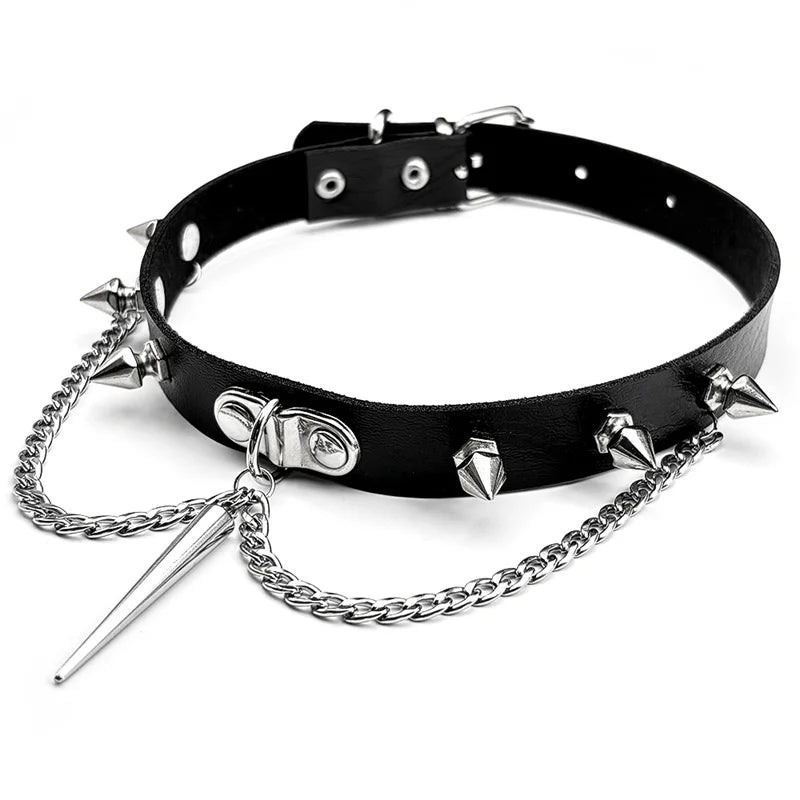 Gothic Spiked Chain Choker Collar