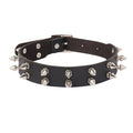 Double Row Spike Rivet Leather Choker