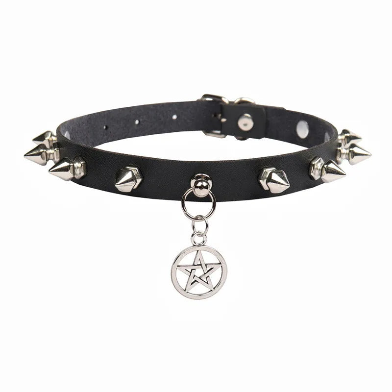 Gothic Punk Faux Leather Choker Necklaces