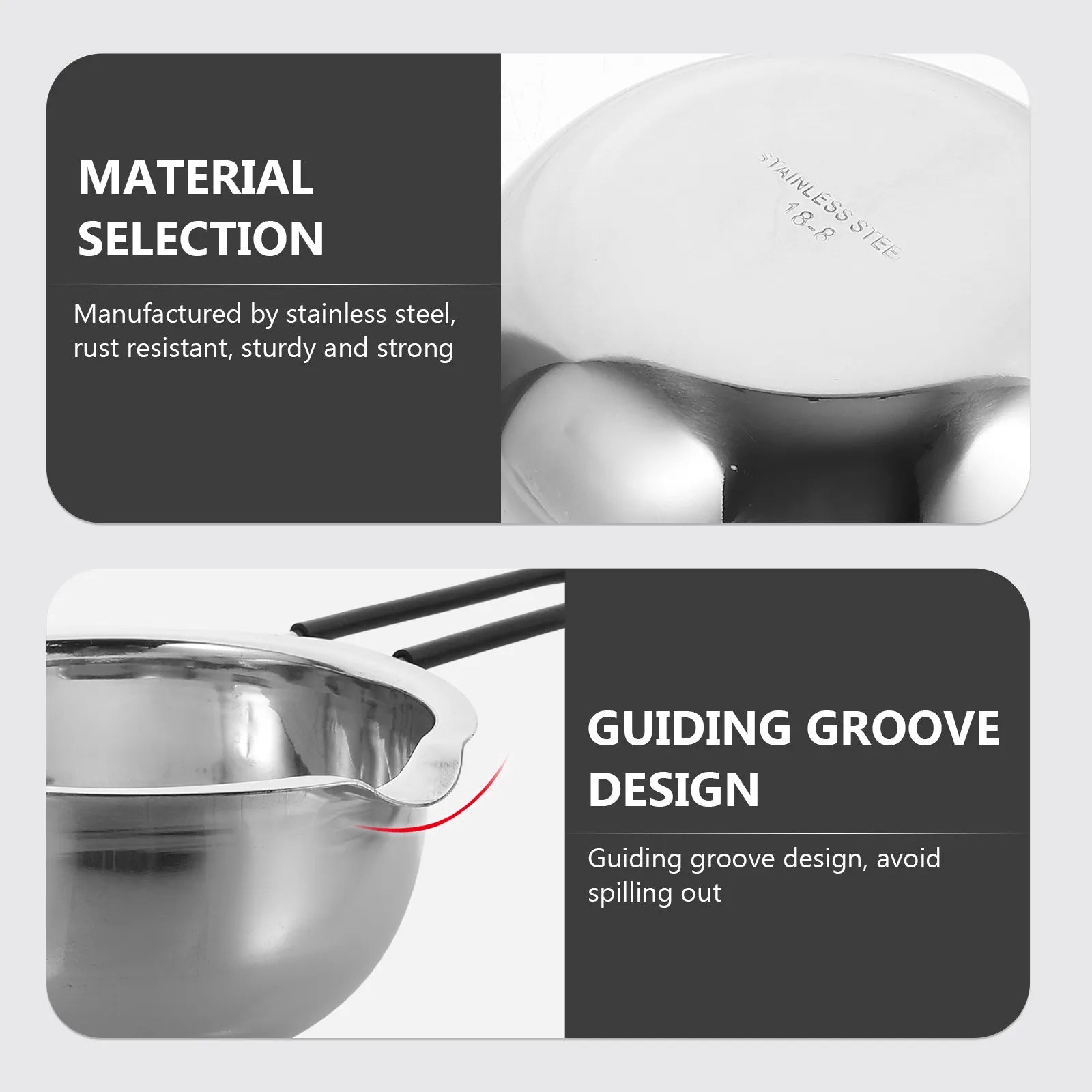 304 Stainless Steel Chocolate Melting Pot Double Boiler Butter Cheese Caramel Warmer Baking Cooking Tool Drip Spout Non Slip
