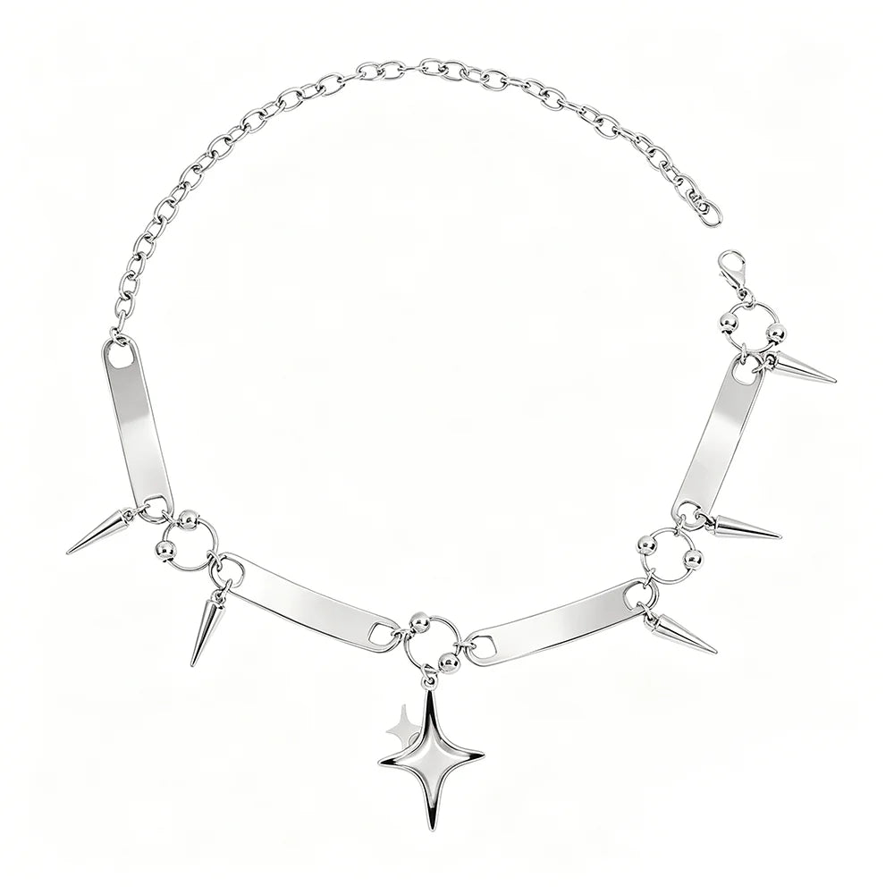 Y2K Punk Spike Star Chain Necklace