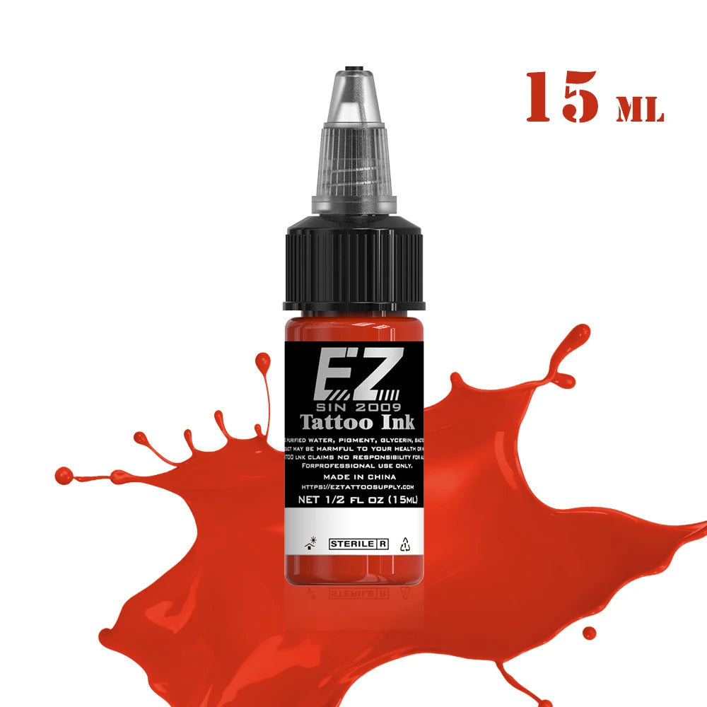 EZ Tattoo INK 25 Colors  1/2 oz 15ml/Bottle Tattoo Inks Pigment Kit for 3D Makeup Beauty Skin Body Art