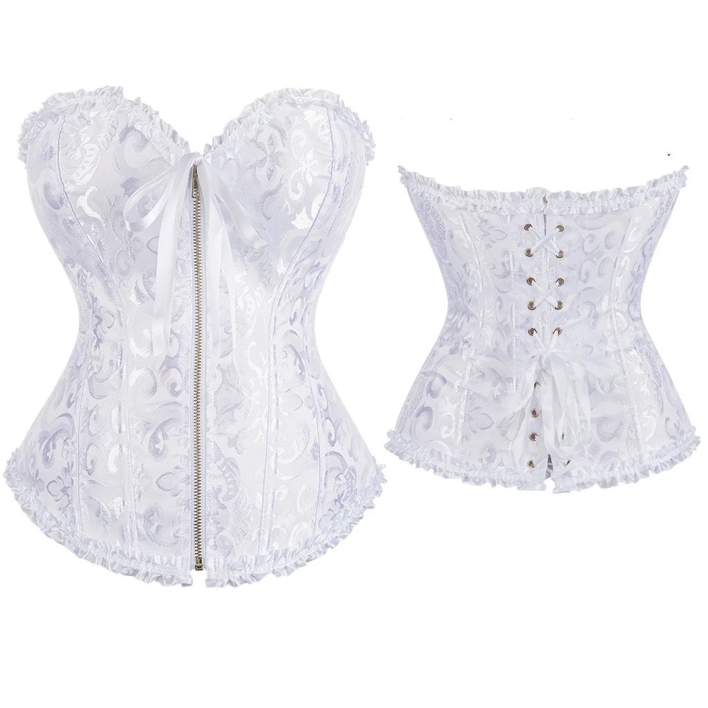Vintage Gothic Jacquard Overbust Corset