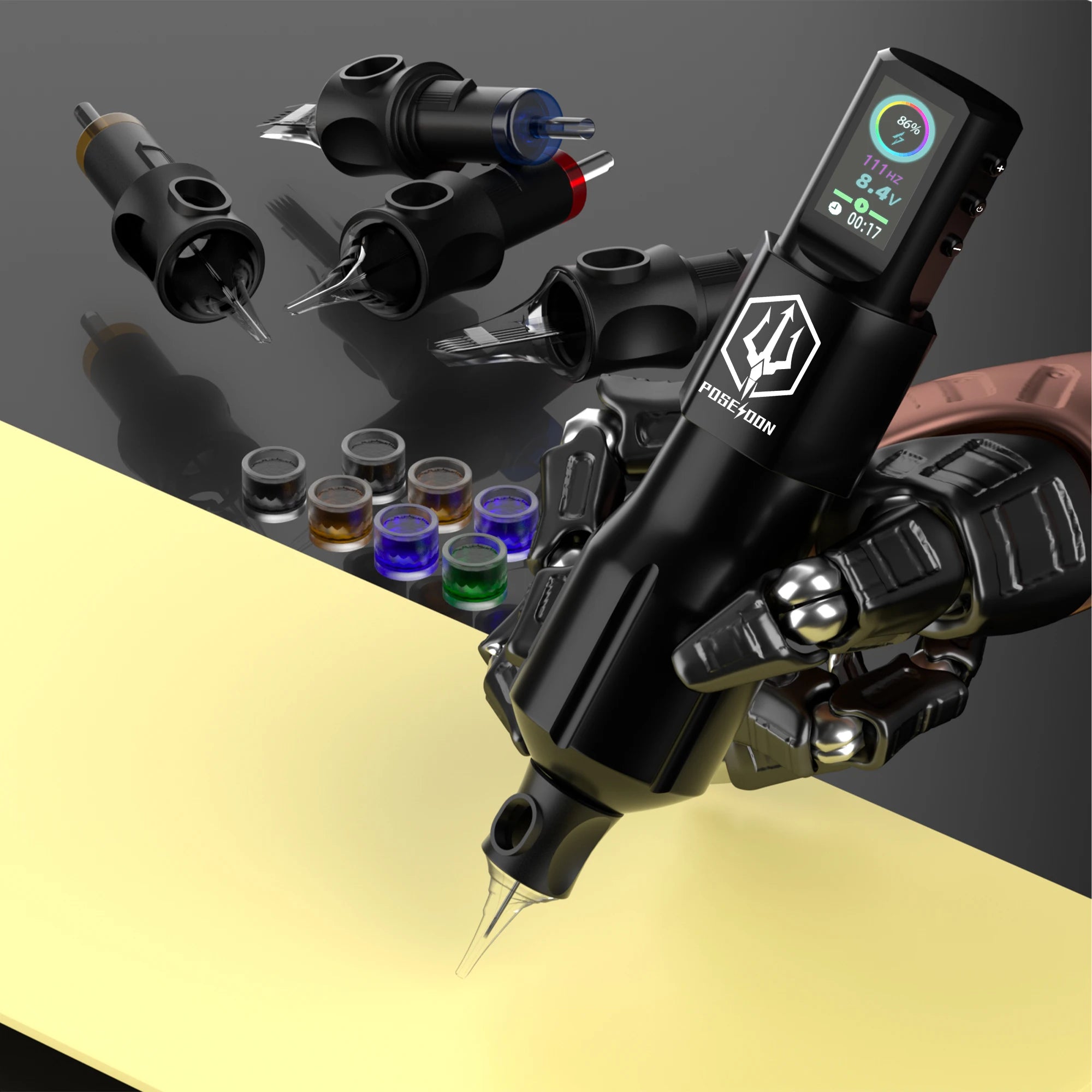 Tattoo Kit POSEIDON Hot Sale Tattoo Pen Kit For Permanent Makeup Tattoo Machine Kit Fashion Tattoo Power Supply Tattoo Gun Kit