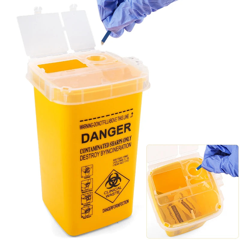 1L Plastic Waste Box Medical Supplies Container Large Capacity Disposable Collect Box Tattoo Needles Blade Recycling Storage Box