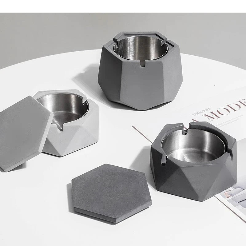 Car Ashtray Cement Drop Resistance Ash Tray Holder Gift for Boyfriend Ashtrays with Lids Decoration