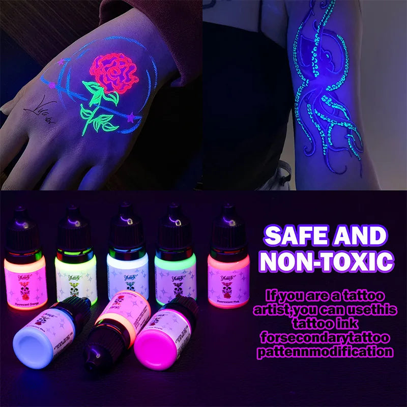 8-Color 5ml Fluorescent UV Tattoo Ink Kit