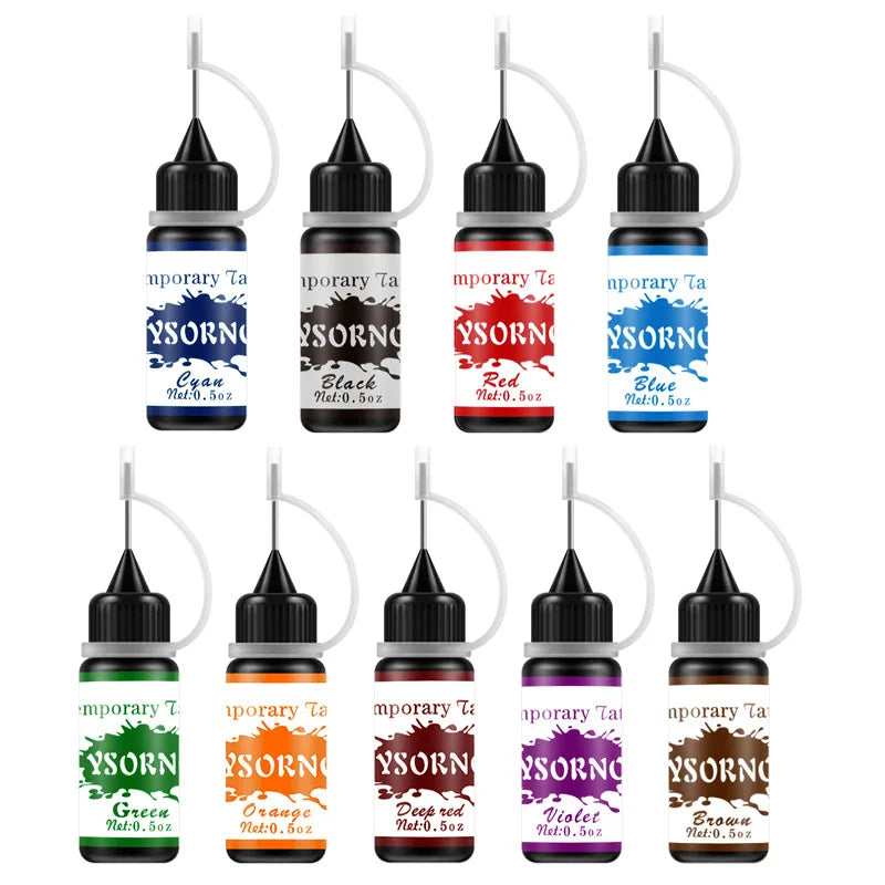 9-Pack 10ml Henna Temporary Tattoo Cones