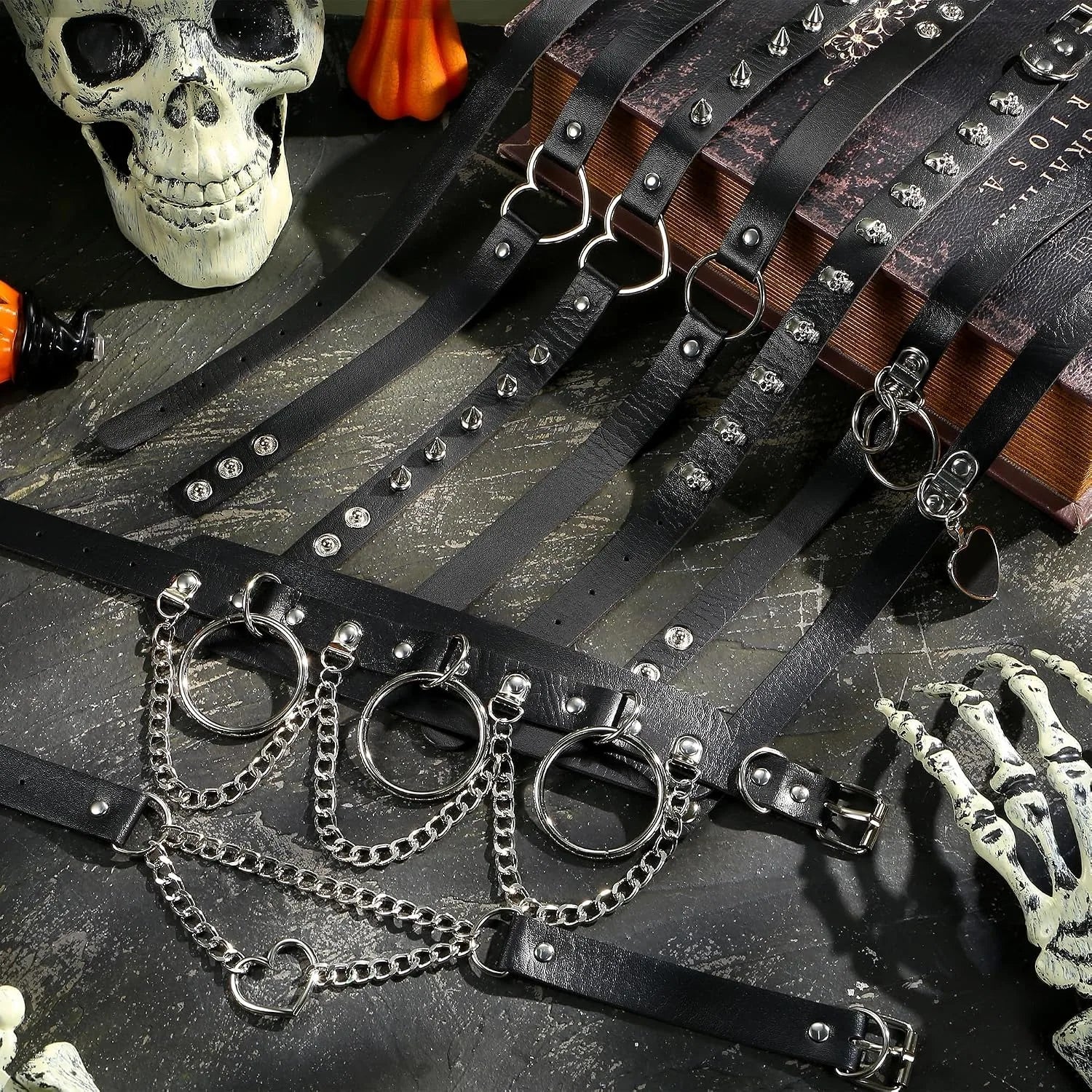 9-Piece Gothic Punk Choker Necklace Set