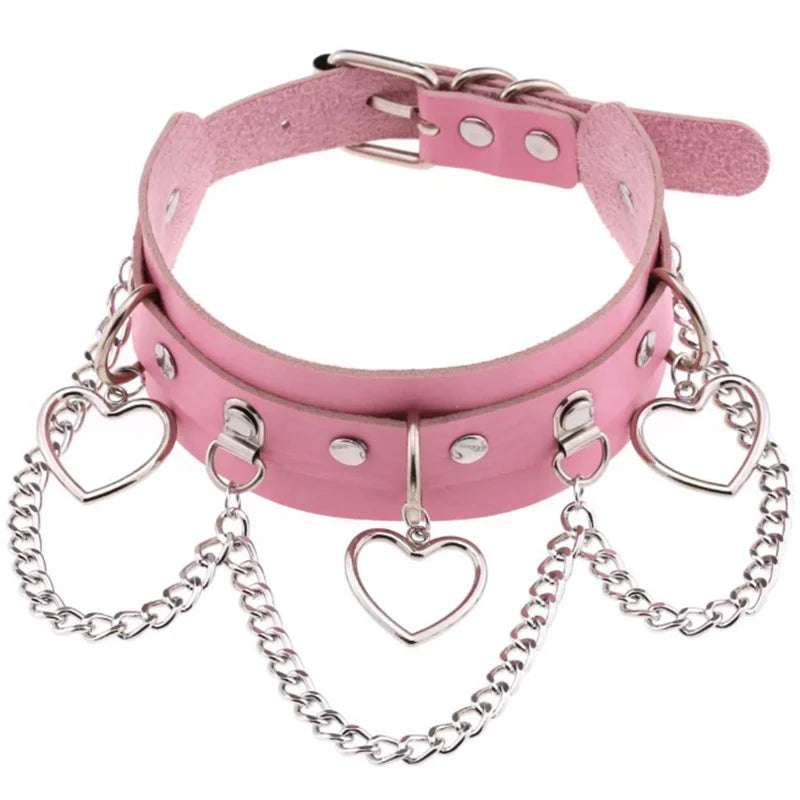 Punk Chain Heart Choker Collar