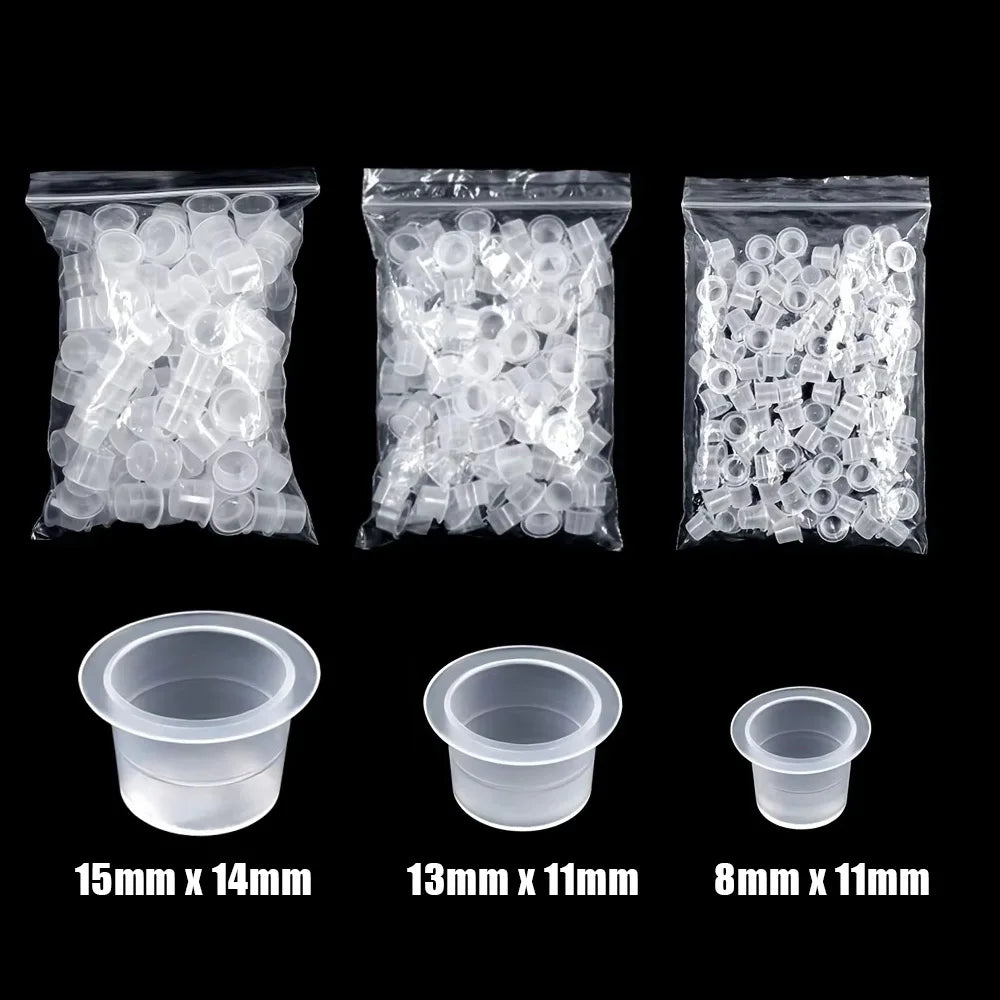 300/100pcs Disposable Tattoo Ink Cups S/M/L Plastic Clear Holder Container Cap for Tattoo Pigment & Permanent Makeup Accessories