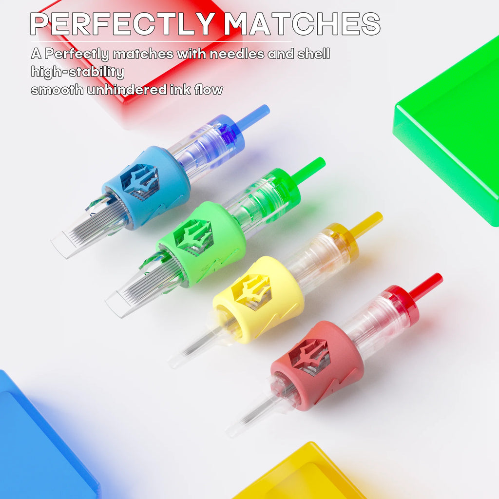 20Pcs POSEIDON Pro Cartridges Tattoo Needles Ultra Tight Liner Long Taper Professional Safty Tattoo Needles
