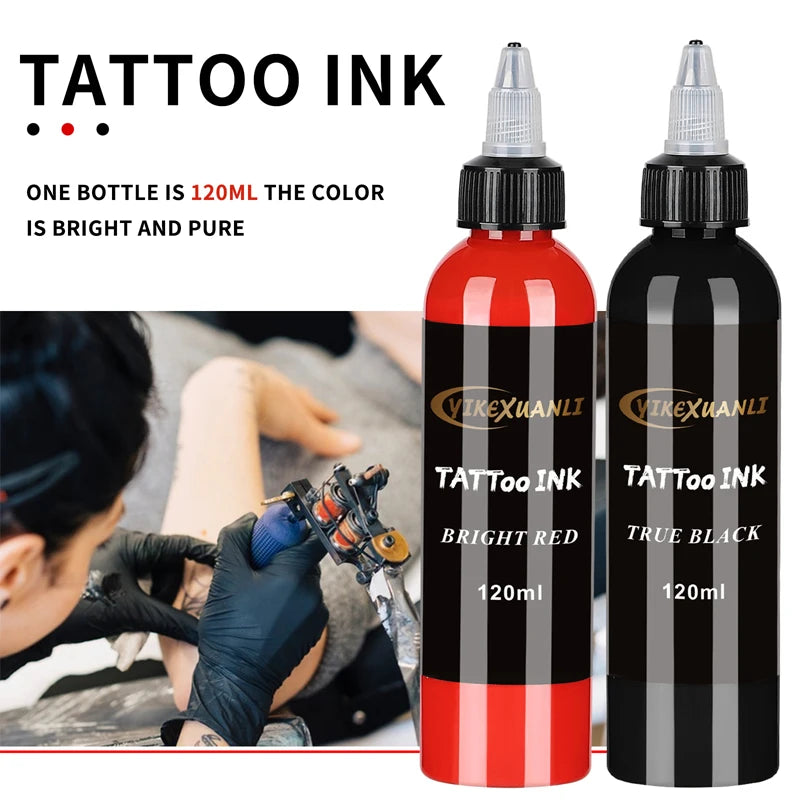 120ml Tattoo Ink - White, Black & Red