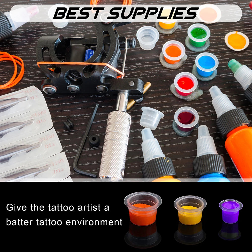 300/100pcs Disposable Tattoo Ink Cups S/M/L Plastic Clear Holder Container Cap for Tattoo Pigment & Permanent Makeup Accessories