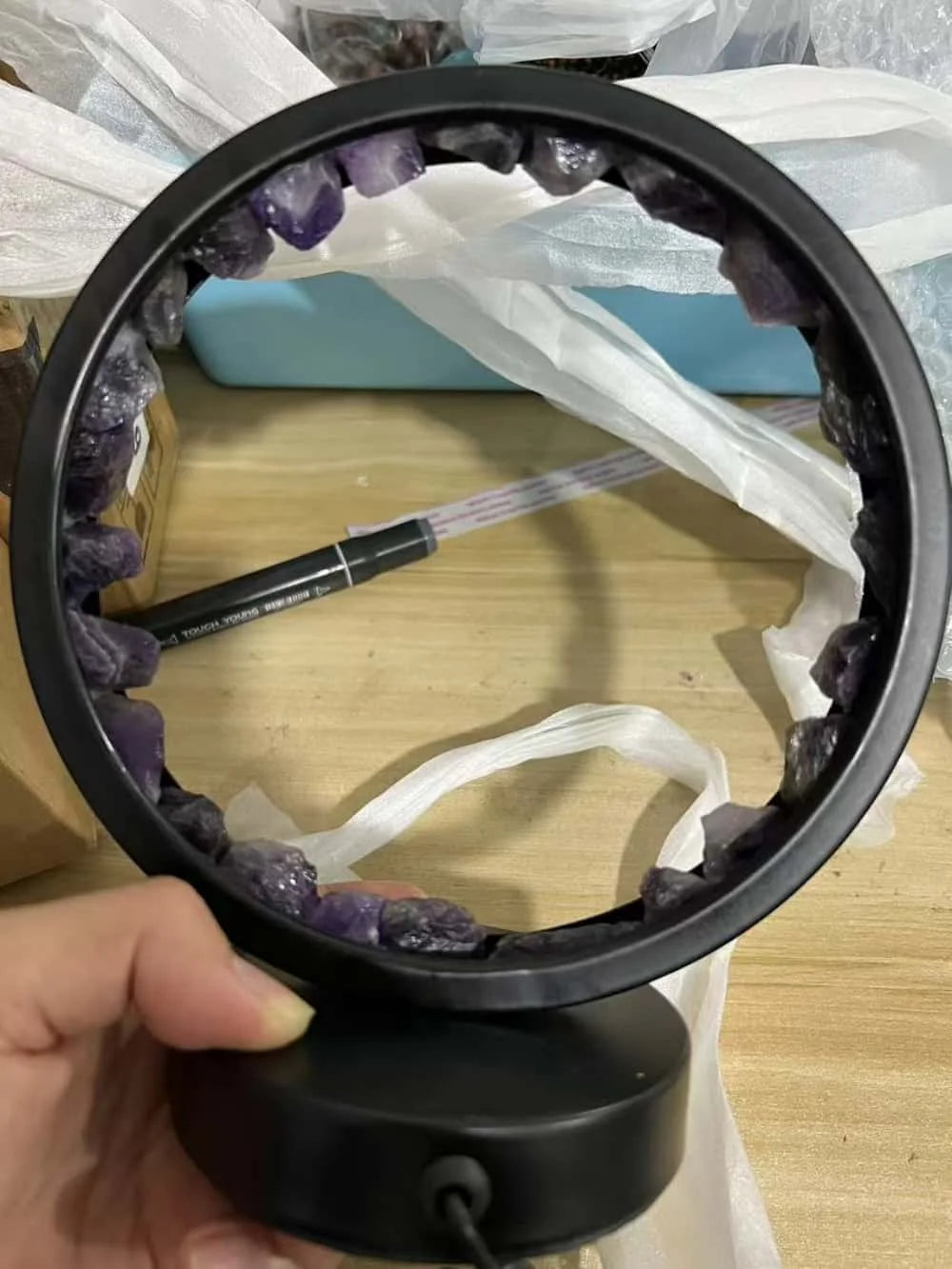 Crystal Column Led Night Light Decoration USB Amethyst Healing Stone Obelisk Light Ornament