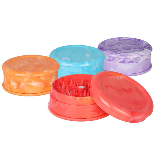 12CT DISPLAY - SeshGear Marbled Acrylic Grinder -  2pc / 2.4" / Assorted Colors