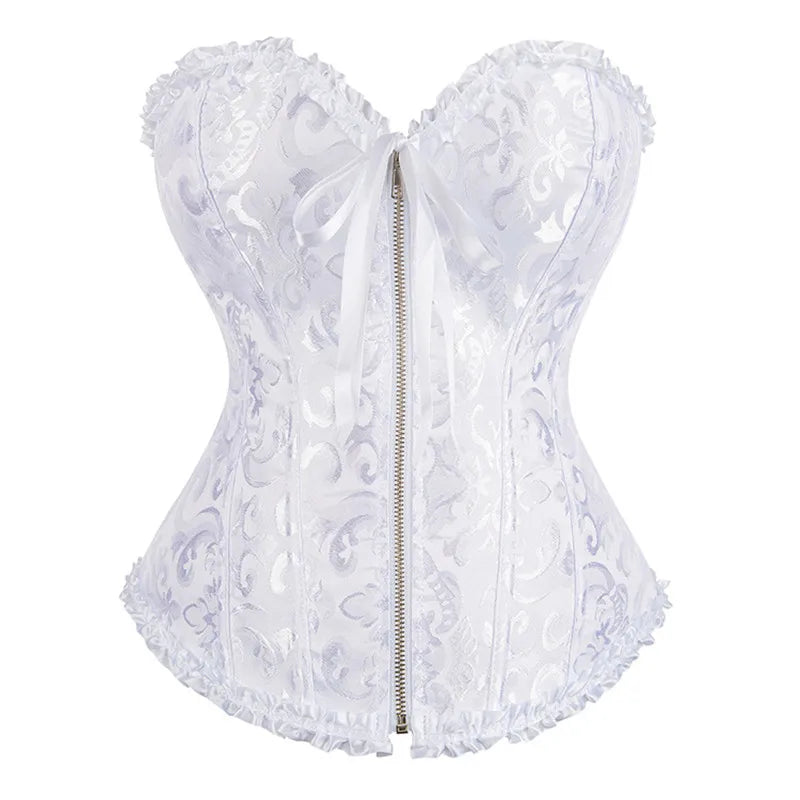 Vintage Gothic Jacquard Overbust Corset