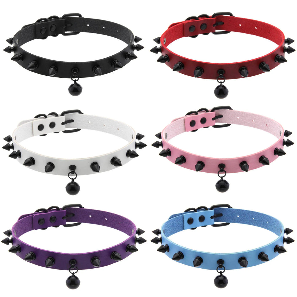 Punk Spiked Bell Choker