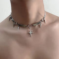 Y2K Punk Spike Star Choker Necklace