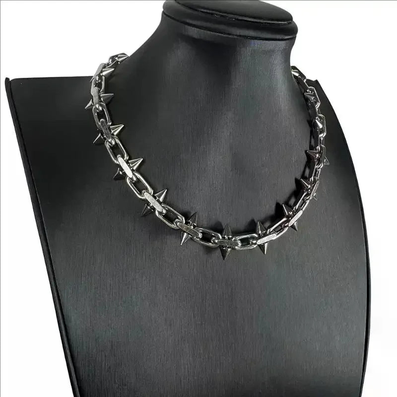 Gothic Punk Barbed Spike Chain Necklace