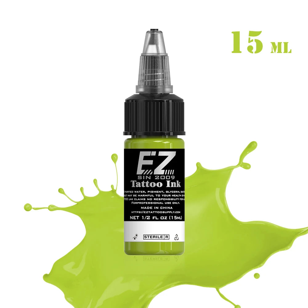 EZ Tattoo INK 25 Colors  1/2 oz 15ml/Bottle Tattoo Inks Pigment Kit for 3D Makeup Beauty Skin Body Art