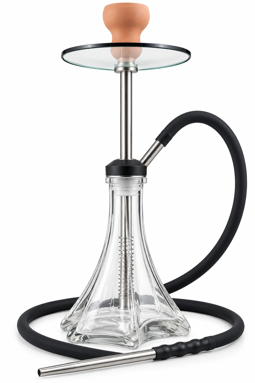 Silver Hookah with Clear Square Base — Silver / Clear