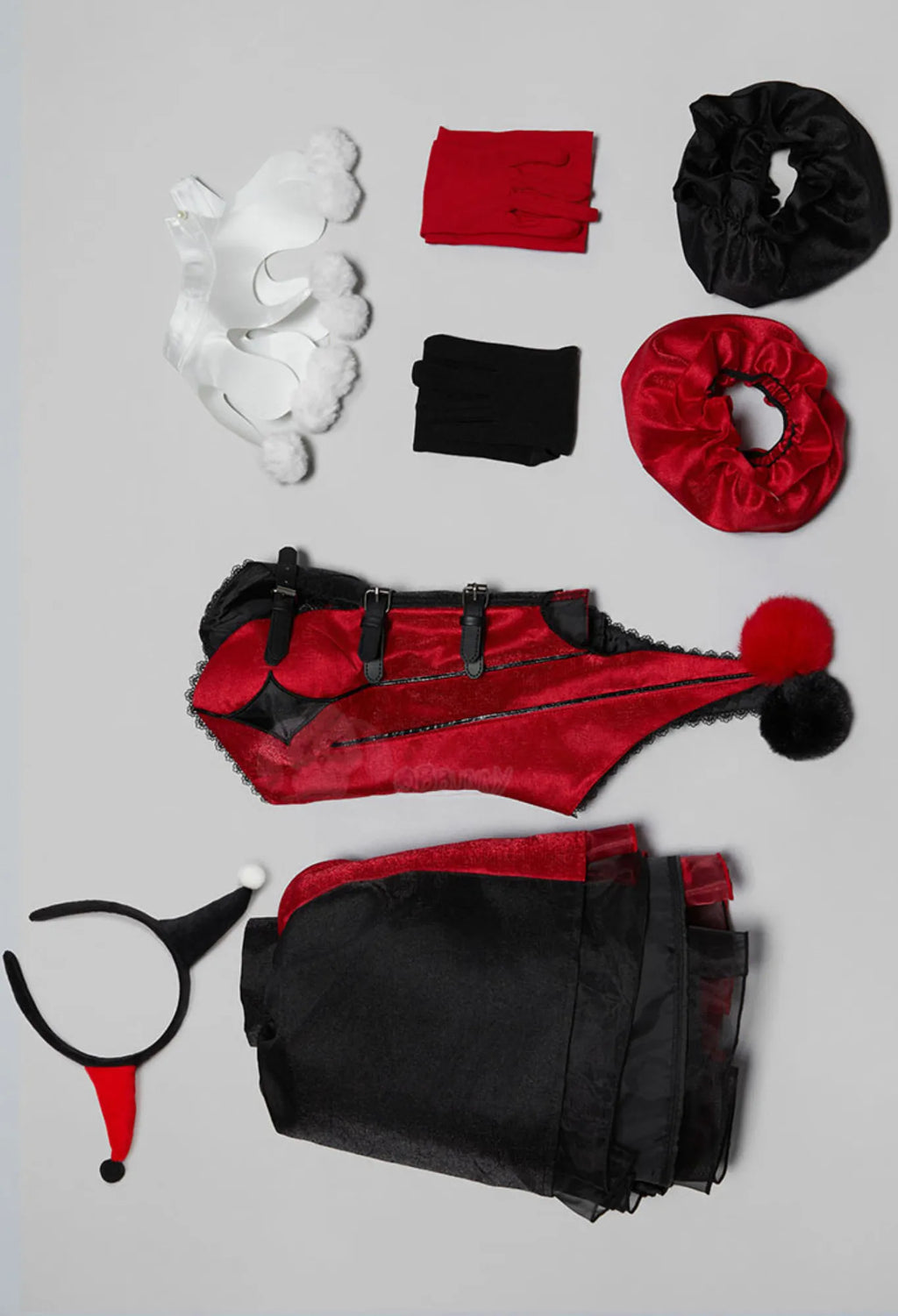 Red & Black Gothic Clown Lolita Cosplay Costume