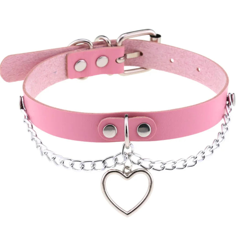 Punk Chain Heart Choker Collar