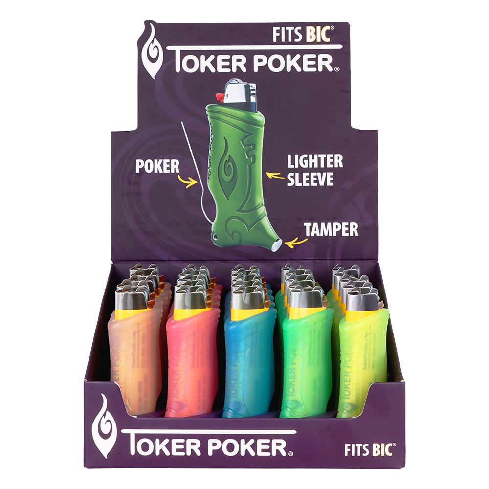 Toker Poker Lighter Sleeve - Glow In The Dark / Assorted Colors 25 ct