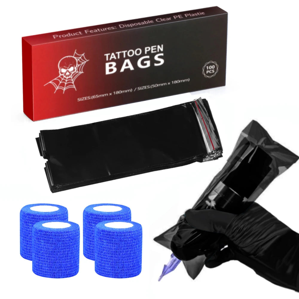 Tattoo Pen Covers with Tape Wrap