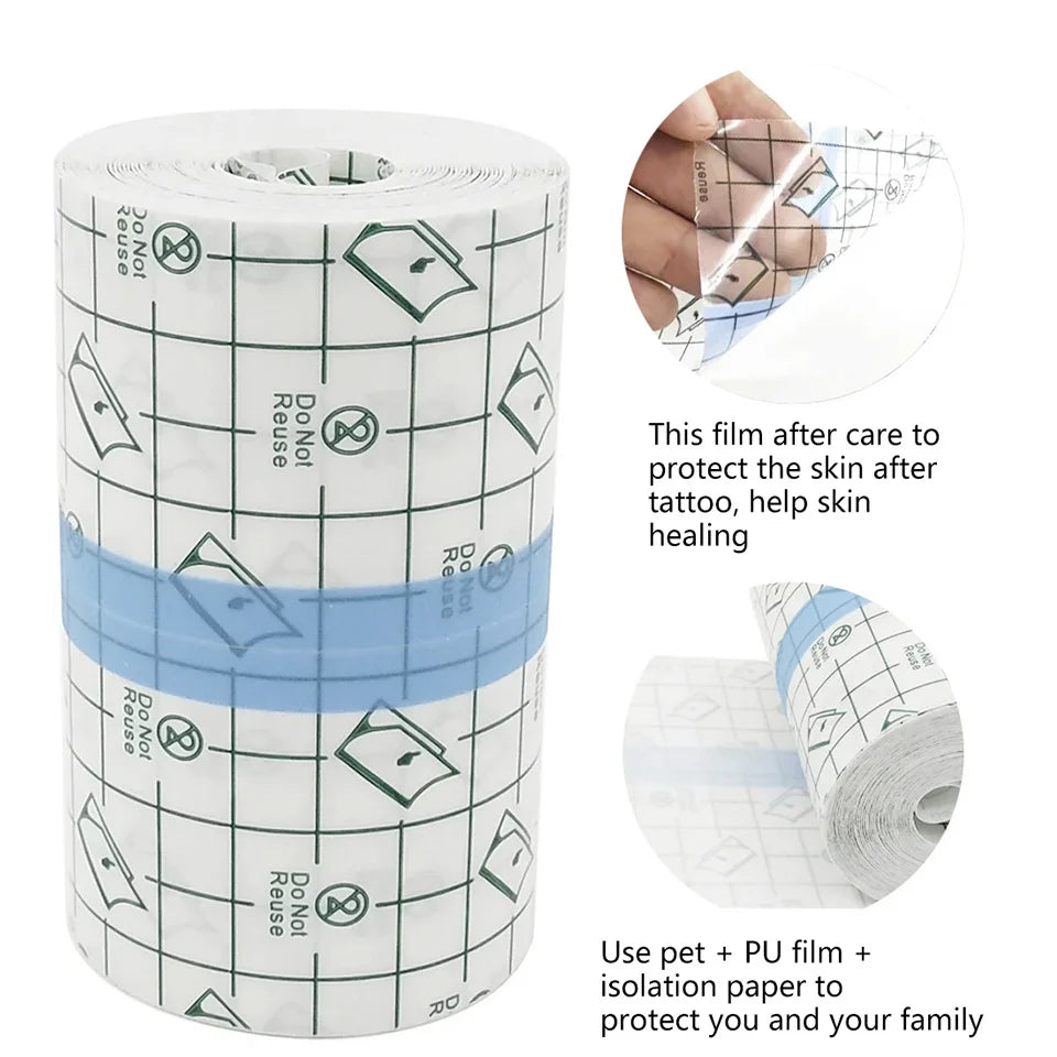 10m Waterproof Tattoo Film Aftercare Protective Skin Healing Tattoo Adhesive Bandages Repair Tattoo Accessories Supply PU Tape
