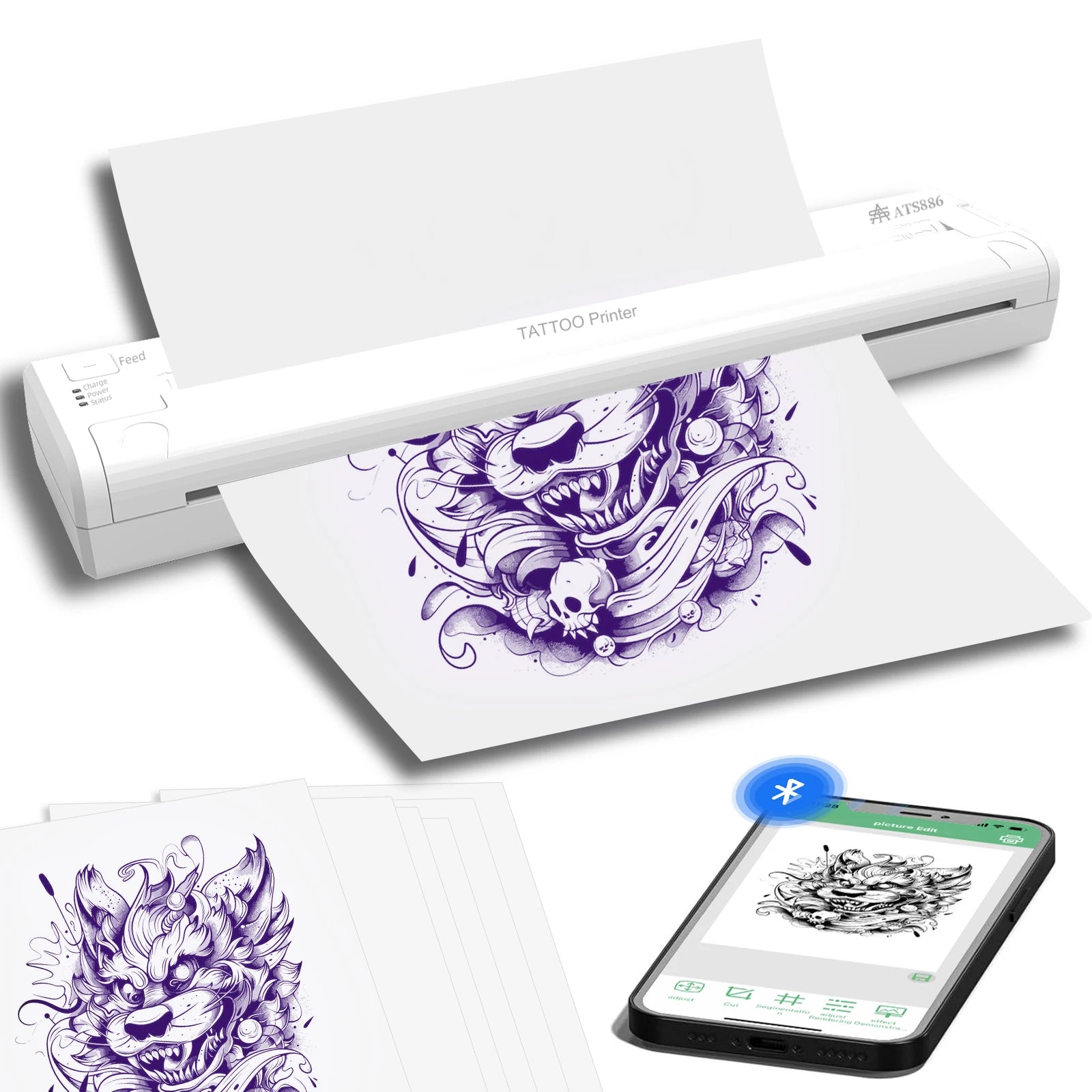 YILONG Tattoo Stencil Printer Thermal ATS886 Portable Transfe Machine for Tattoo Artists & Beginners Tattoo Supplies